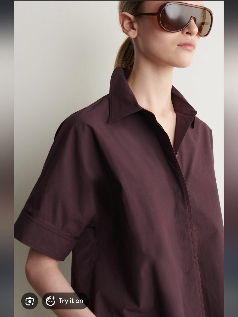 COS OVERSIZED SHORT-SLEEVED COTTON SHIRT- 2 - Picture 5 of 6